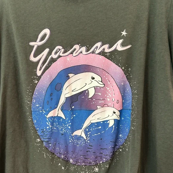 Ganni Relaxed T-Shirt with Dolphin Graphic - Picture 4 of 7
